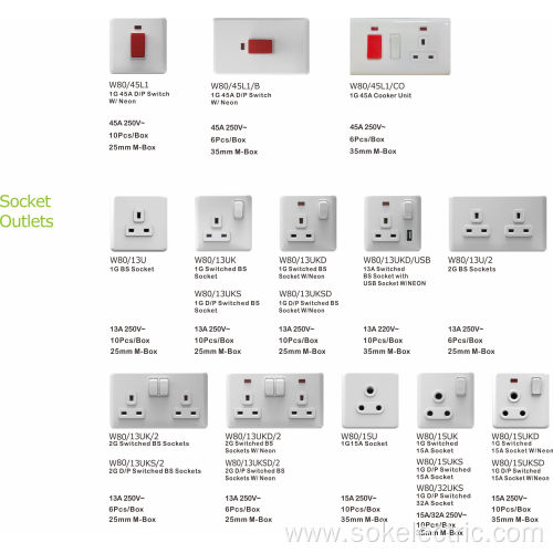 1Gang 45A Double Pole Switch With Neon switch